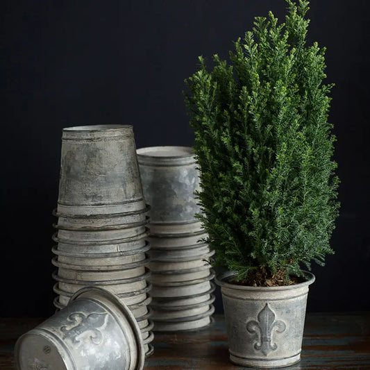 Zinc Finish Fleur de Lis Flower Pot
