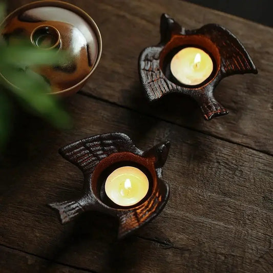 Rustic Iron Bird Tea Light Holder