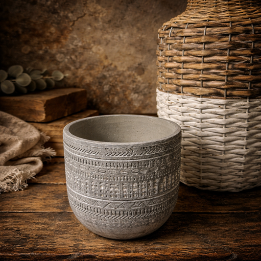 Gray Aboriginal Rhombus Planter