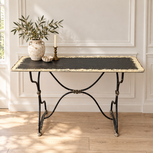 Vintage Style Distressed Metal Console Table