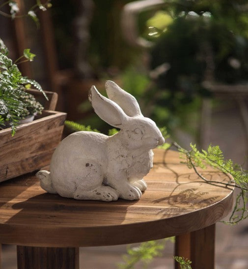 Rustic White Bunny Figurine
