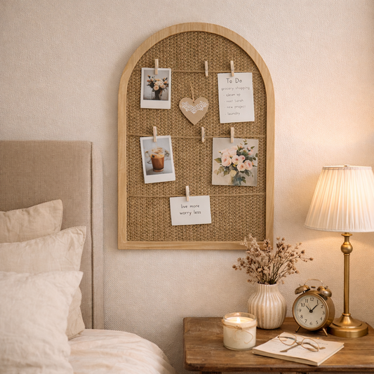Arched Rattan Photo Display Board