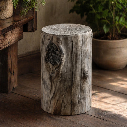 Distressed  Cement Log Display Riser