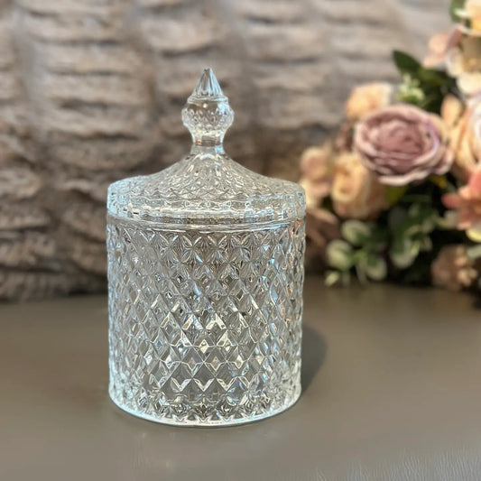 Diamond-Cut Crystal Glass Storage Jar Set