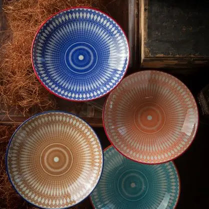 Geometric Print Ceramic Bowls - Large