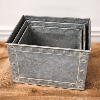 Iron Rectangle Storage Container - Set of 3