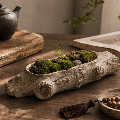 Faux Bois Cement Log Planter
