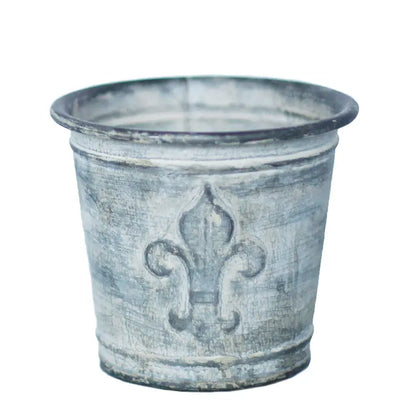 Zinc Finish Fleur de Lis Flower Pot