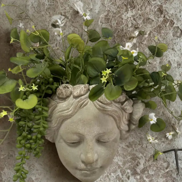 Wall Art Cement Girl   Planter