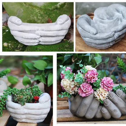 Hand-Shaped Concrete Planters