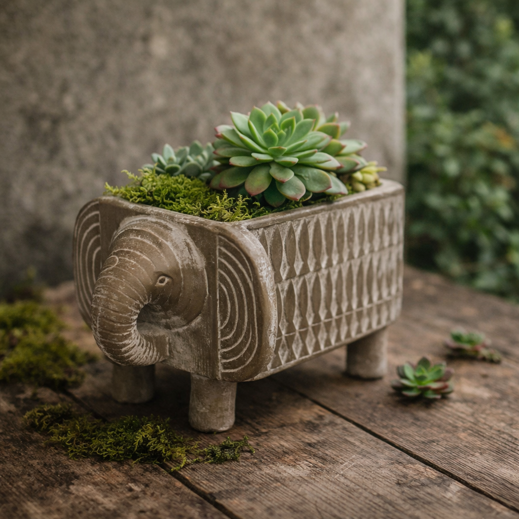 RESIN ELEPHANT PLANTER