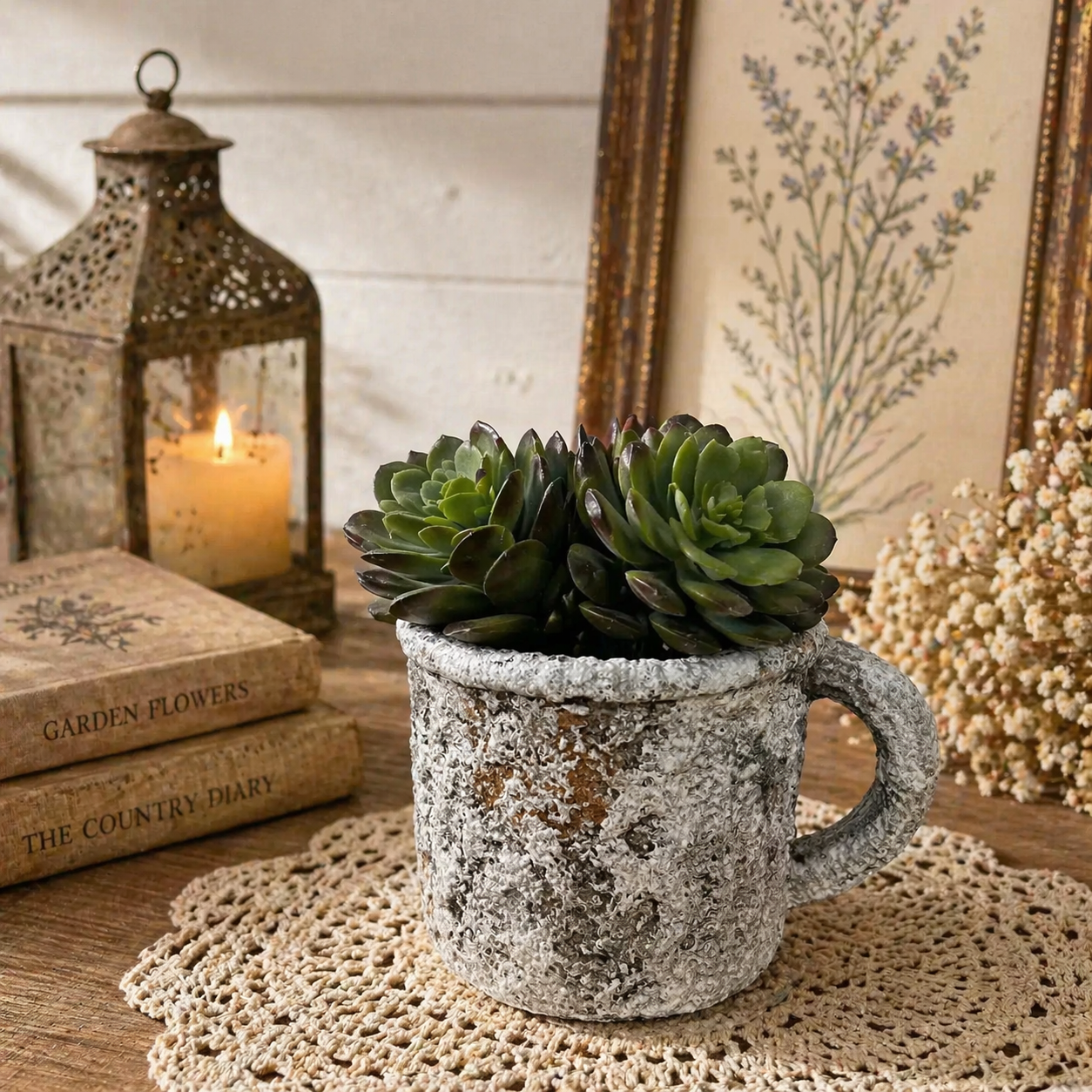 Cement Rustic Mug Planter