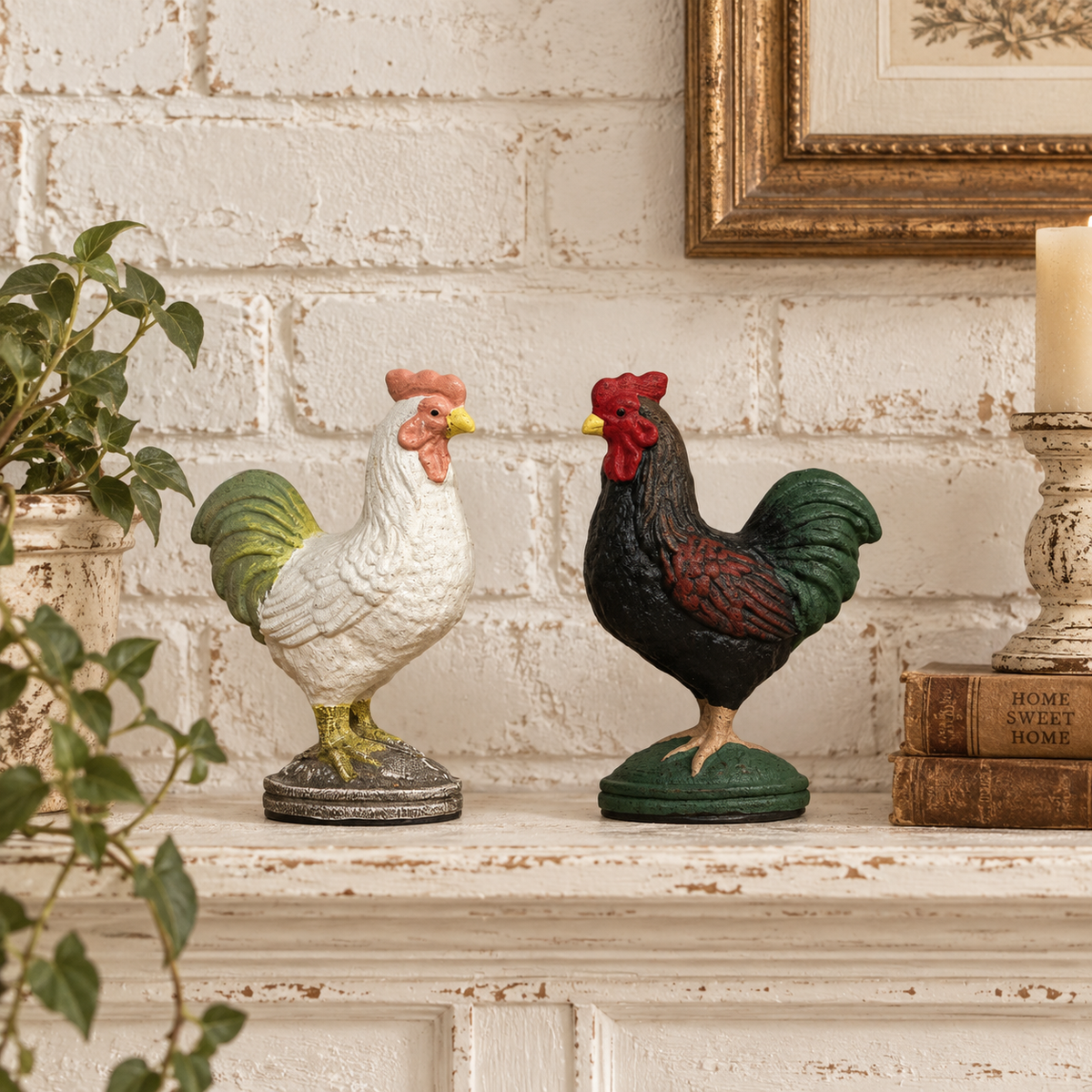 Cast Iron Rooster Statue