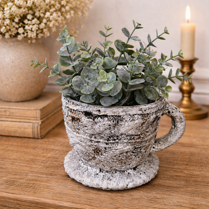 Cement Rustic Tea Cup Planter