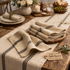 Cotton Black and Beige Striped Napkin ( set of 2)