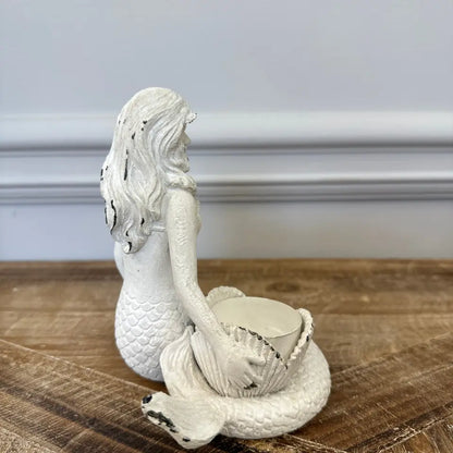 White Mermaid Resin Candle Holder