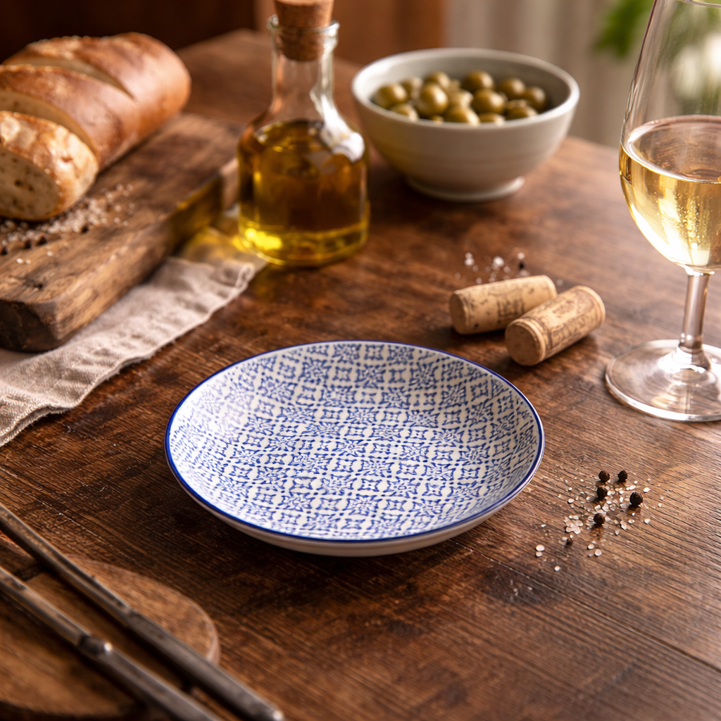 Blue and White Round Plate - III