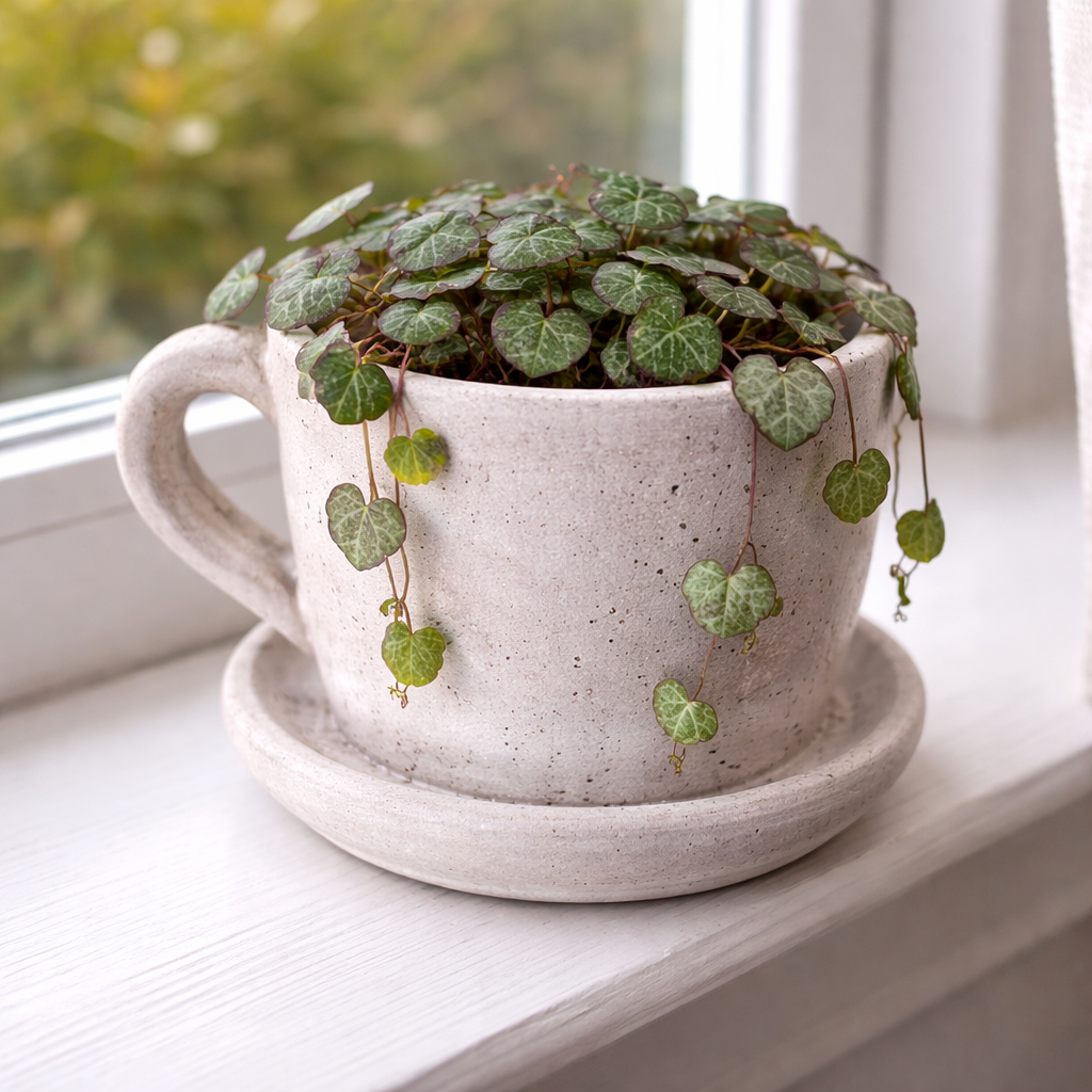 Large Cement Teacup Planter