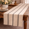 Cotton Black and Beige Striped Runner