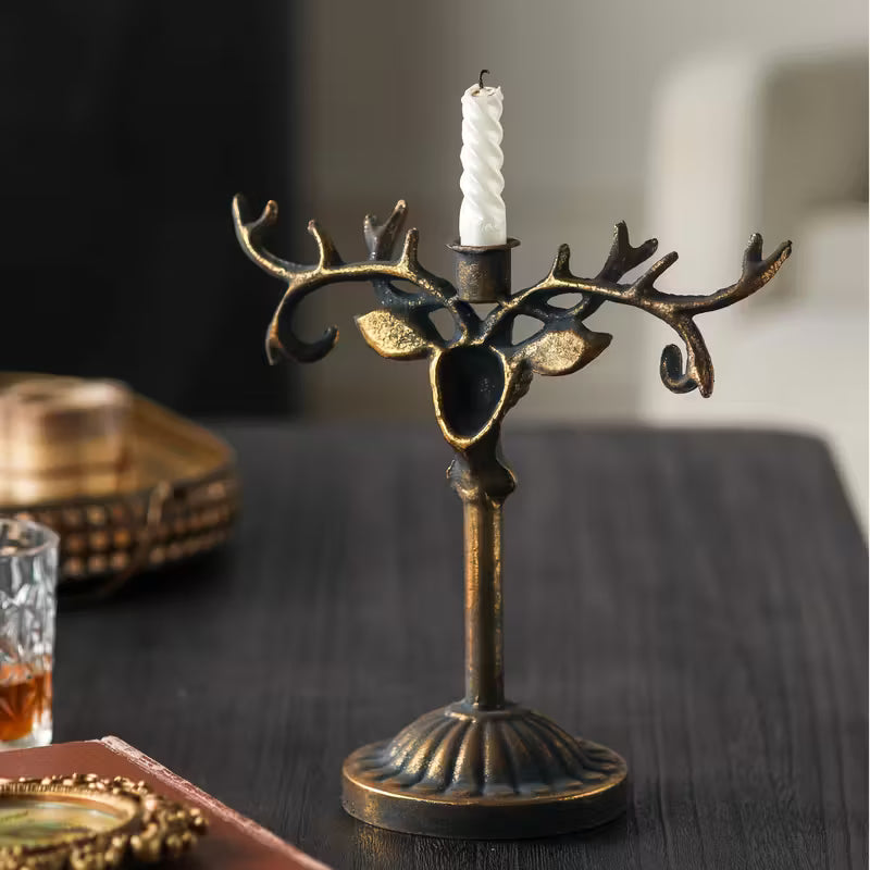 Antique-Style Deer Antler Candle Holder