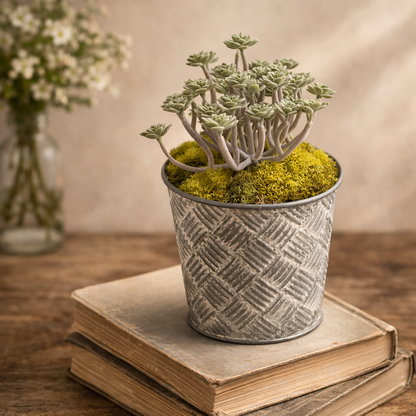 Round Basketweave Planters