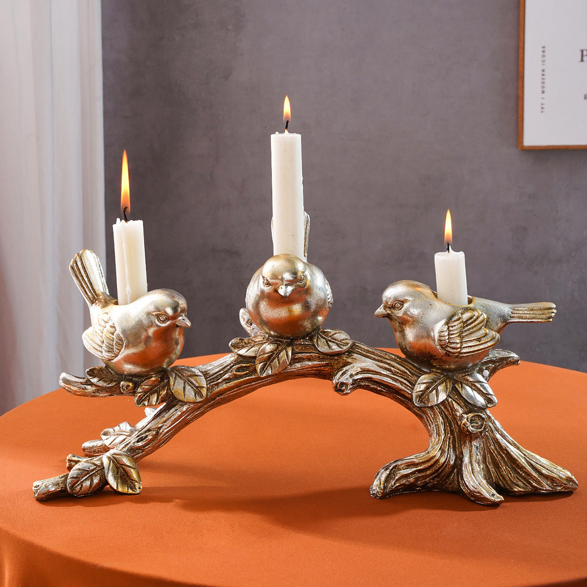 Bird Trio Branch Candle Holder