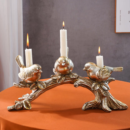 Bird Trio Branch Candle Holder