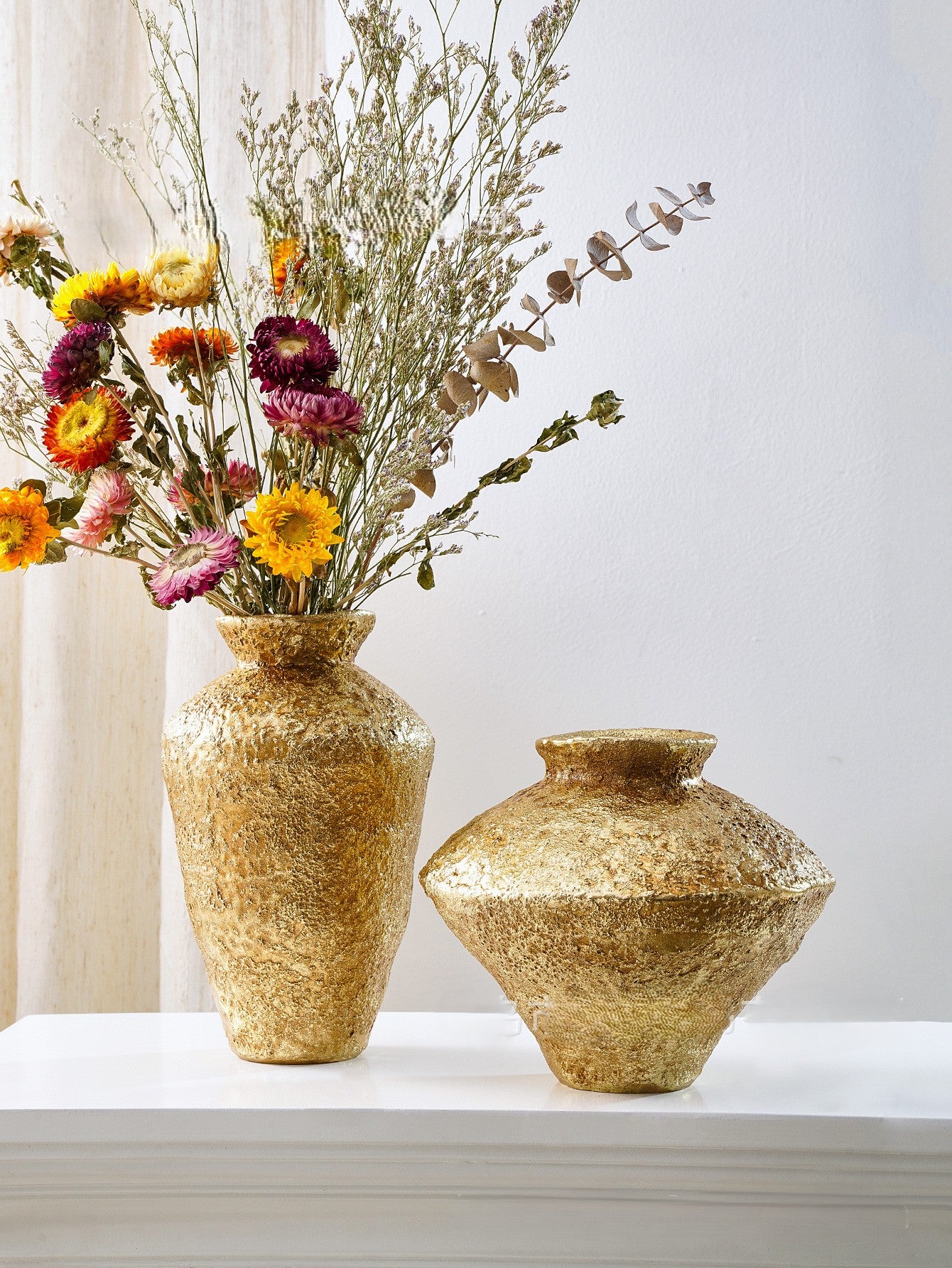 Textured Gold Decorative Vases