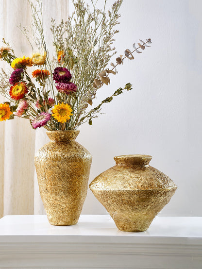 Textured Gold Decorative Vases