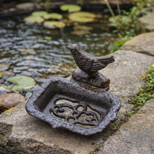 Cast Iron Bird Soap Dish with Drainage Tray