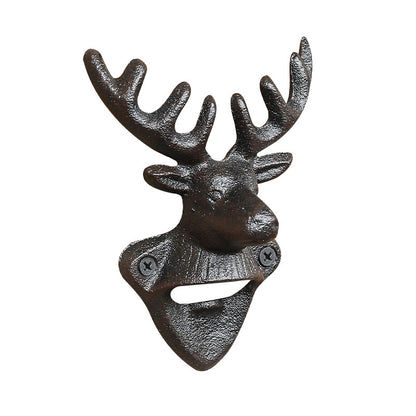 Cast Iron Deer Head Wall-Mounted Bottle Opener