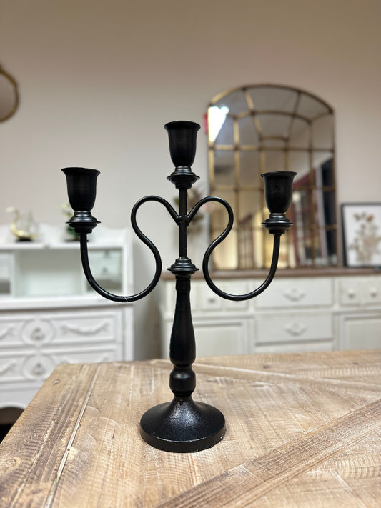 Black Metal 3-Arm Candelabra