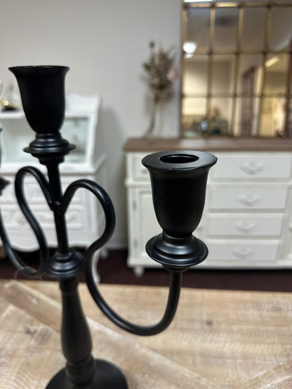 Black Metal 3-Arm Candelabra