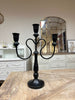 Black Metal 3-Arm Candelabra