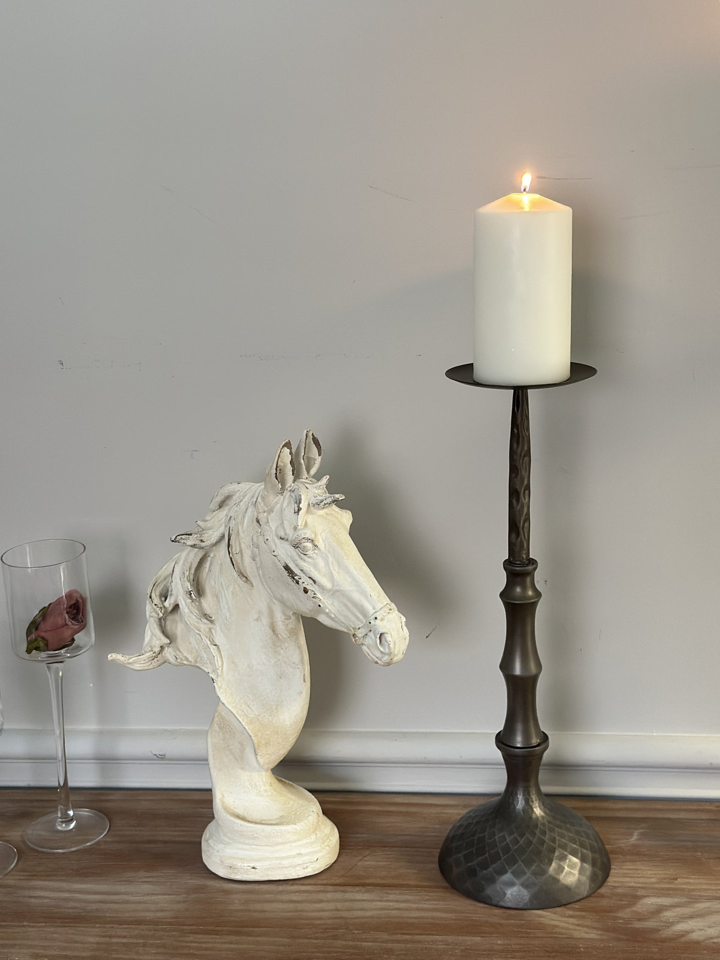 Hammered Metal Pillar Candle Holder