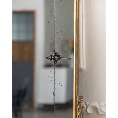 Antique-Style Arched Wall Mirror with Gold Finish Frame