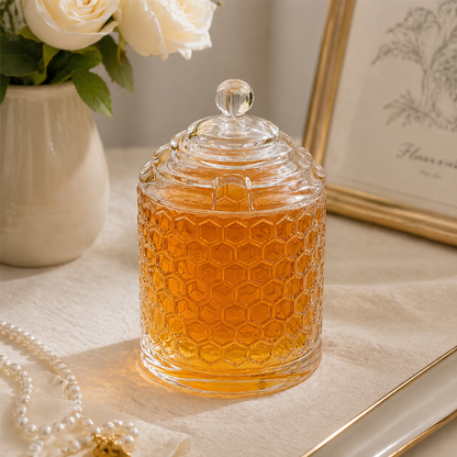 Honeycomb Glass Storage Jar with Lid