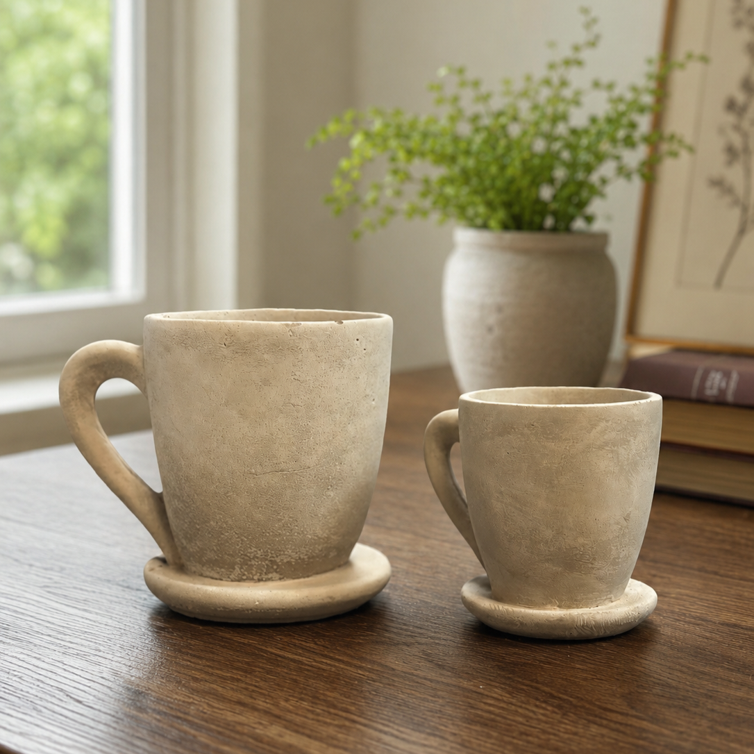 Cement Tea Mug Planter