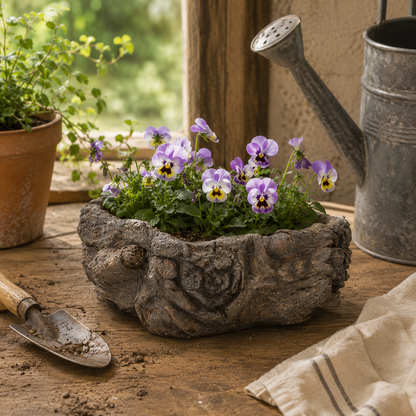 Cement Burled Bark Planter