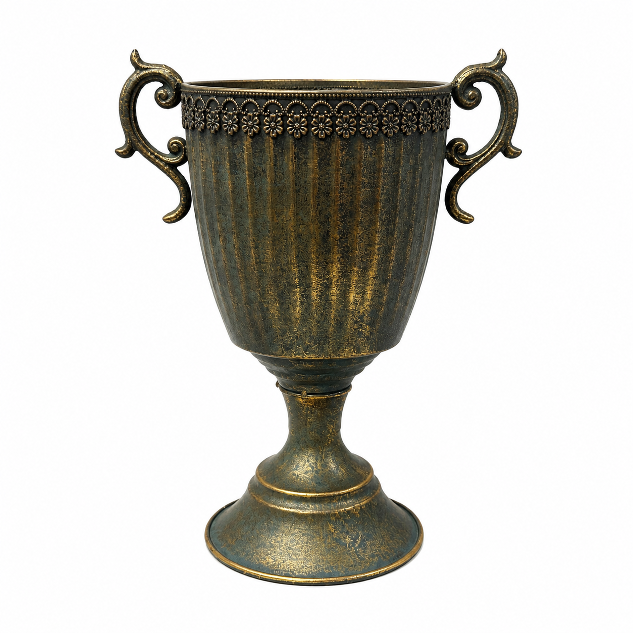 Aged Iron Trophy Vase
