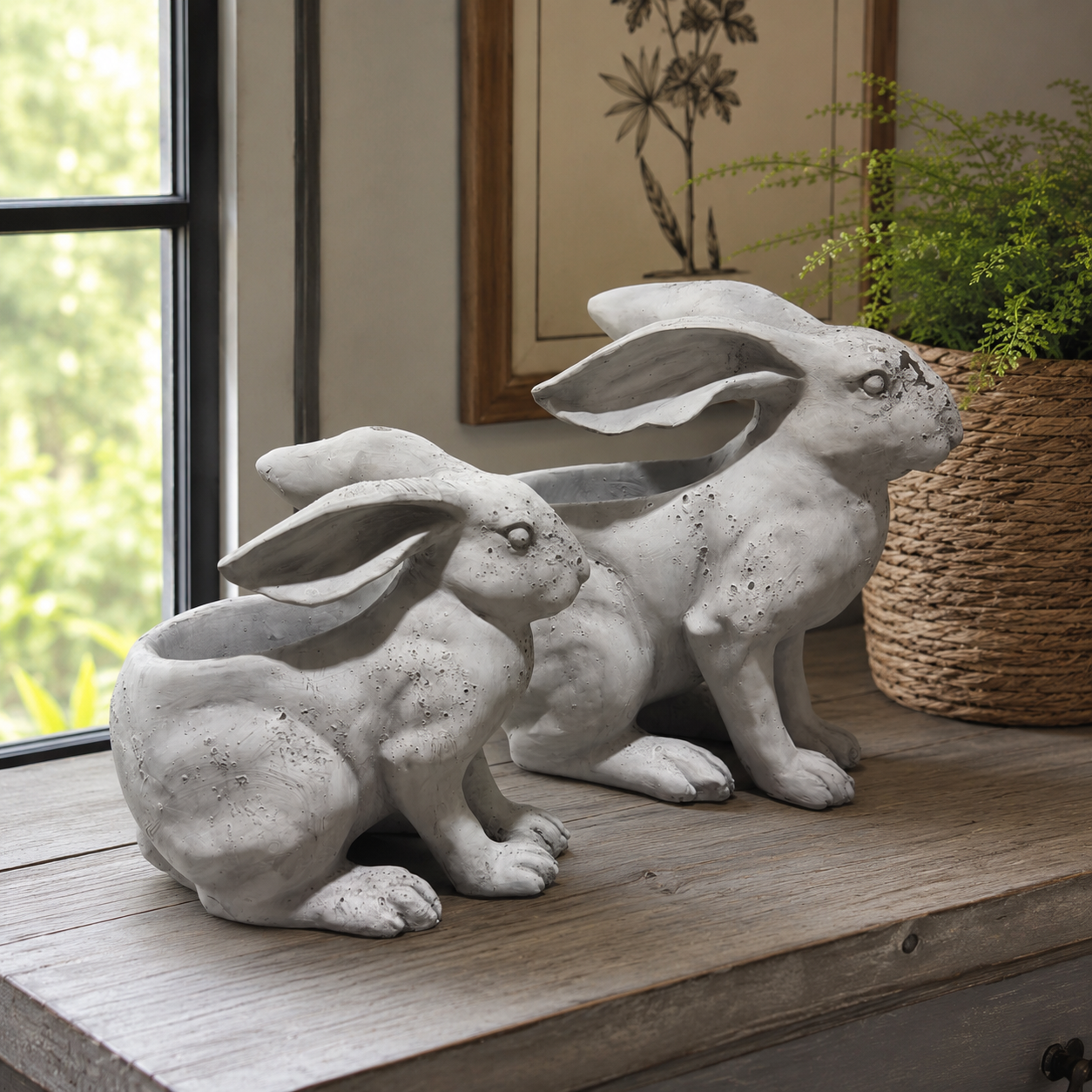 RESIN RABBIT PLANTER