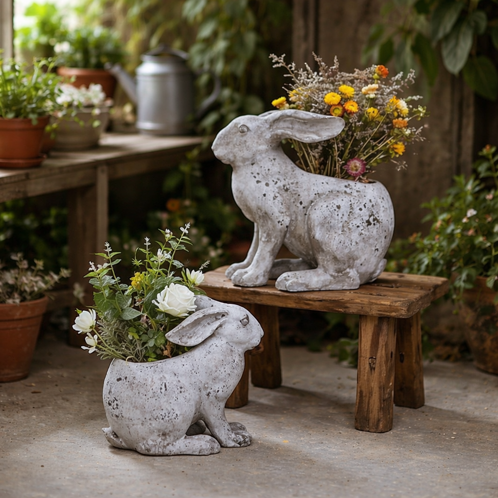 RESIN RABBIT PLANTER