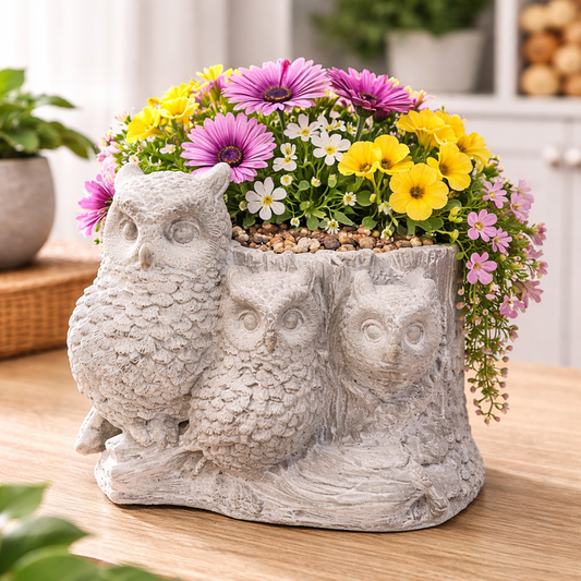 CEMENT OWL PLANTER