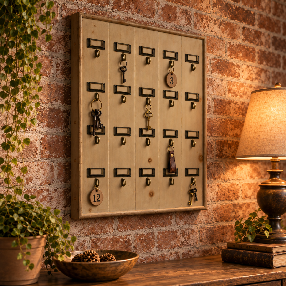 Rustic Recycled Pine Hotel Keyrack
