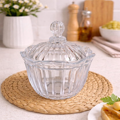 Big Clear Crystal Lidded Candy Dish