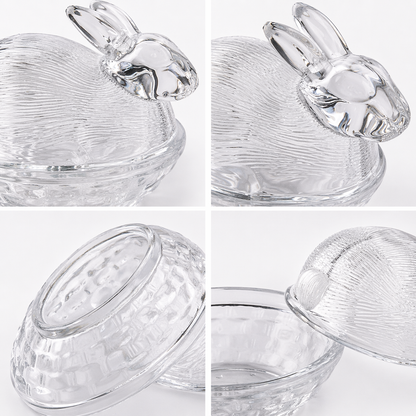 Glass Bunny Candy Dish with Lid