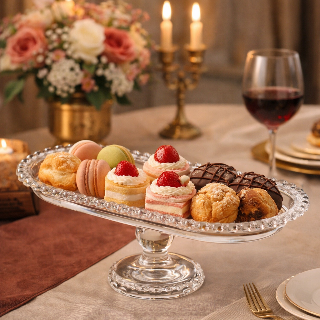 Crystal Glass Cake Stand Set