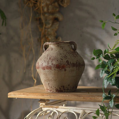 Antique-Style Rustic  Vase with Double Handles