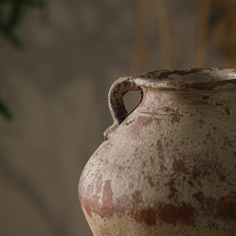 Antique-Style Rustic  Vase with Double Handles