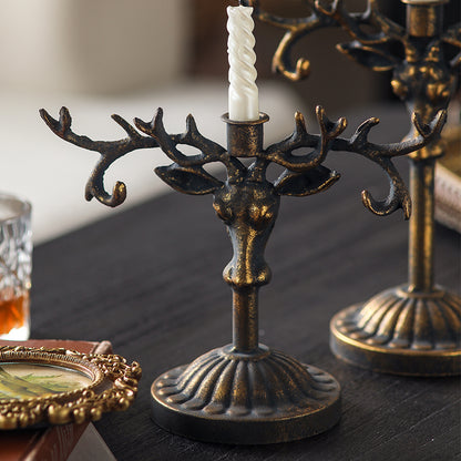 Antique-Style Deer Antler Candle Holder